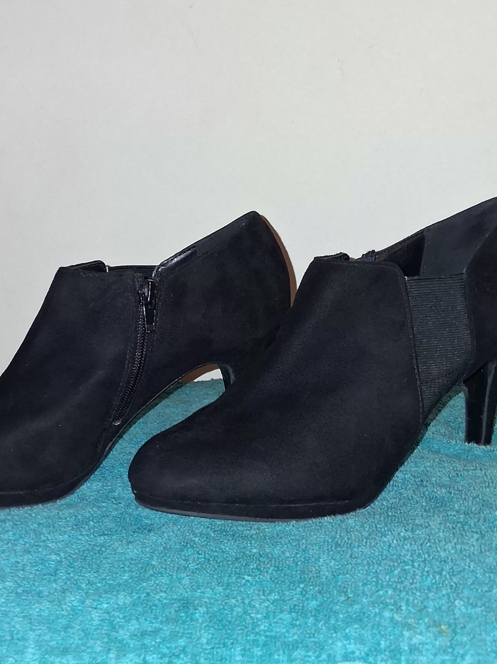 Impo Black Suede-Look Ankle Booties with Side Zip